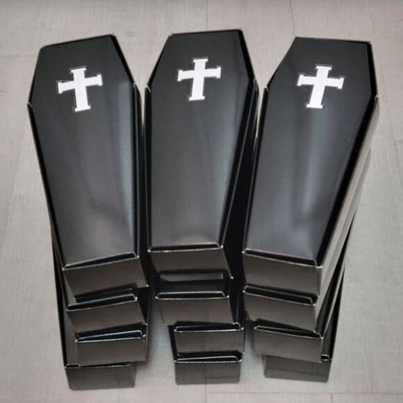 ⚰️12pcs Set Halloween Goth Coffin Casket Party Favor Treat Boxes Black Cardboard - Picture 8 of 13